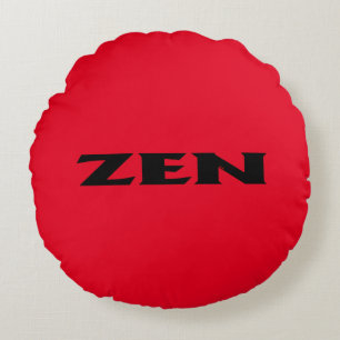 Zen black red round poly throw pillow