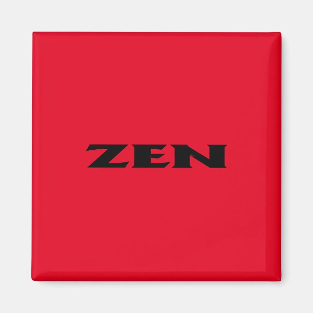 Zen black red square magnet (Front)