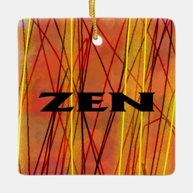 Zen black wire square ceramic ornament (Front)
