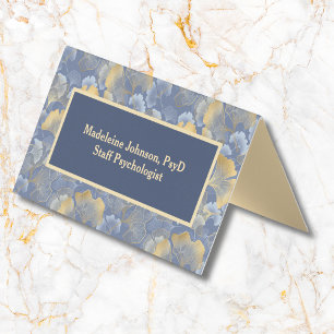 Zen Blue Gold Ginkgo Psychiatrist or Counsellor Business Card