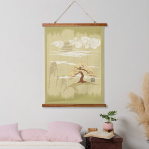 Zen Bonsai Tree Hanging Tapestry