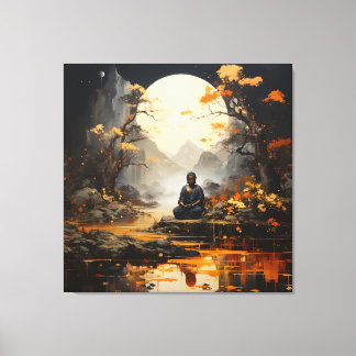 Zen Buddha Calligraphy Painting Canvas Print