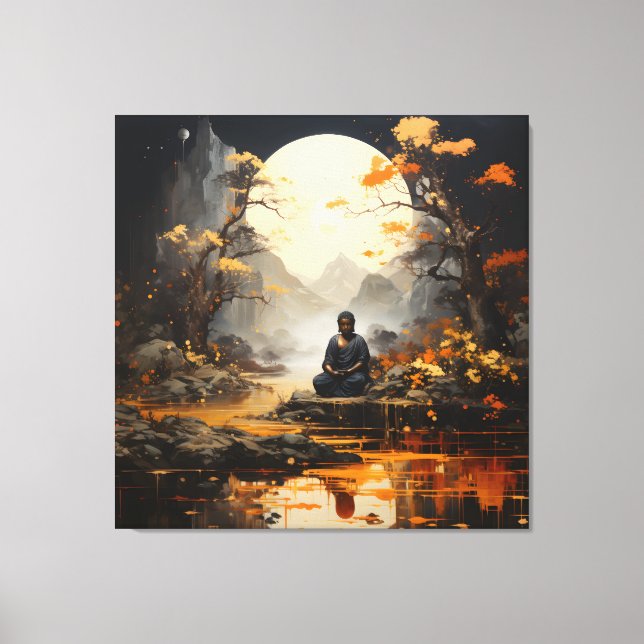 Zen Buddha Calligraphy Painting Canvas Print (Front)