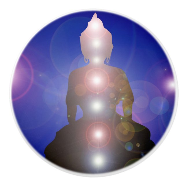 Zen Buddha & Chakra Meditation Ceramic Knob (Front)