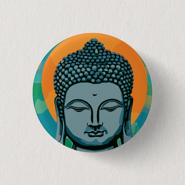 Zen Buddha Head  1 Inch Round Button (Front)