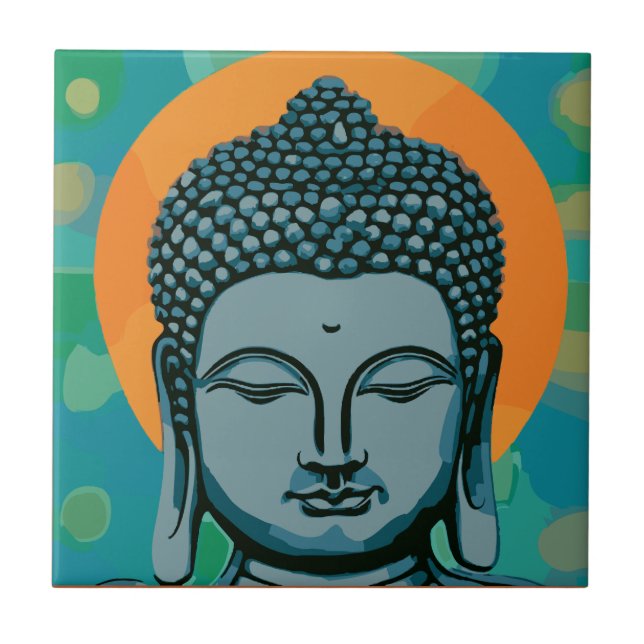 Zen Buddha Head  Tile (Front)