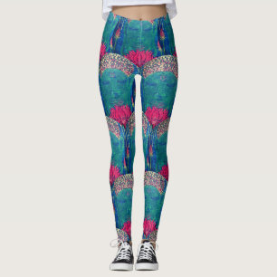 Zen Buddha Lotus Green Pattern Yoga Art Leggings