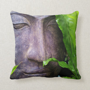 Zen Buddha Serenity Garden Green Leaves Throw Pillow