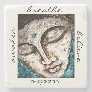Zen Buddha Watercolor Art Stone Coaster