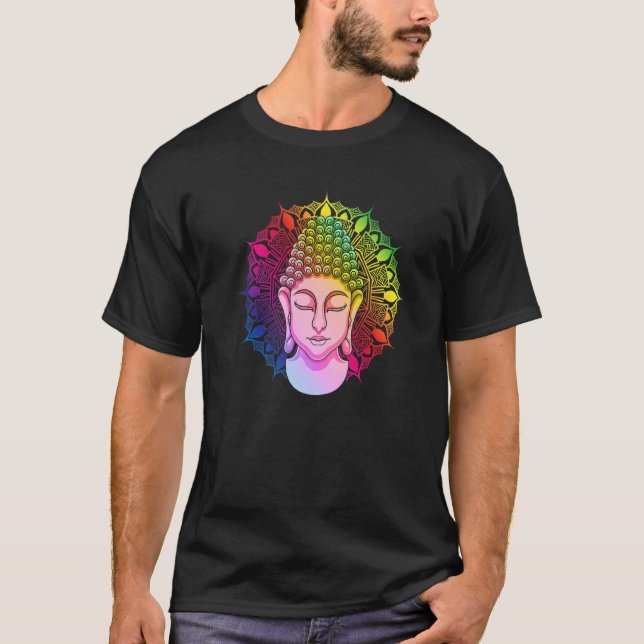 Zen Buddhism Colorful Mandala Zen Buddhist Buddha  T-Shirt (Front)