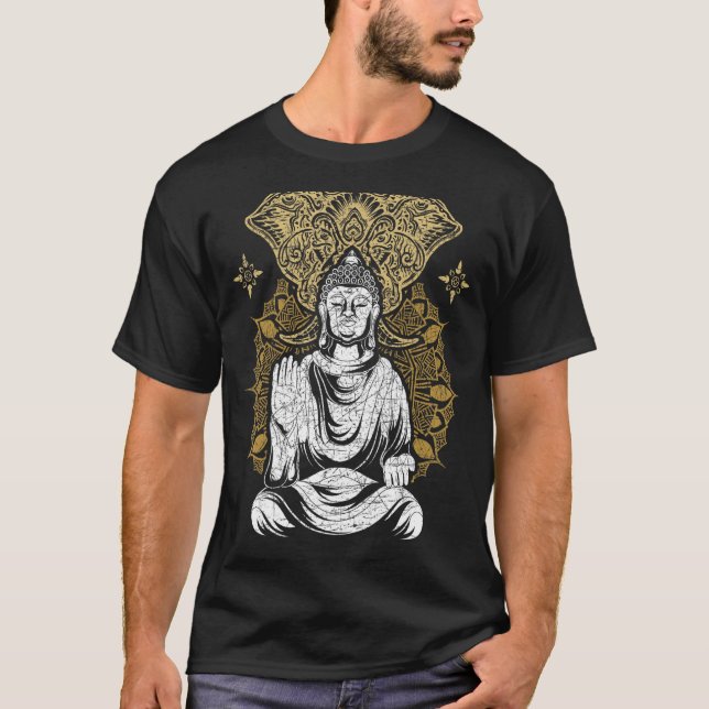 Zen Buddhism Mandala Spiritual Buddhist Elephant B T-Shirt (Front)