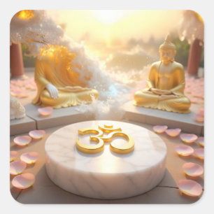 ZEN - BUDDHISM - OM SQUARE STICKER