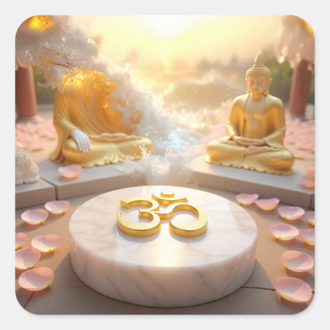 ZEN - BUDDHISM - OM SQUARE STICKER (Front)