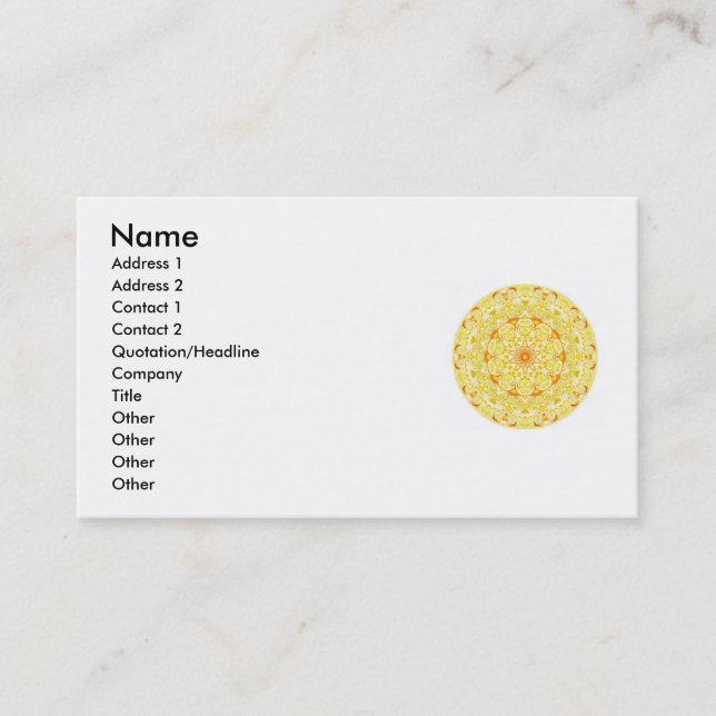 Zen Buddhist inspired mandela Business Cards (Front)