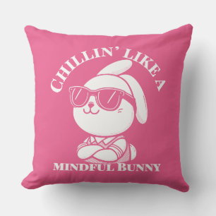 Zen Bunny Chill Mode Relaxation Decor Throw Pillow