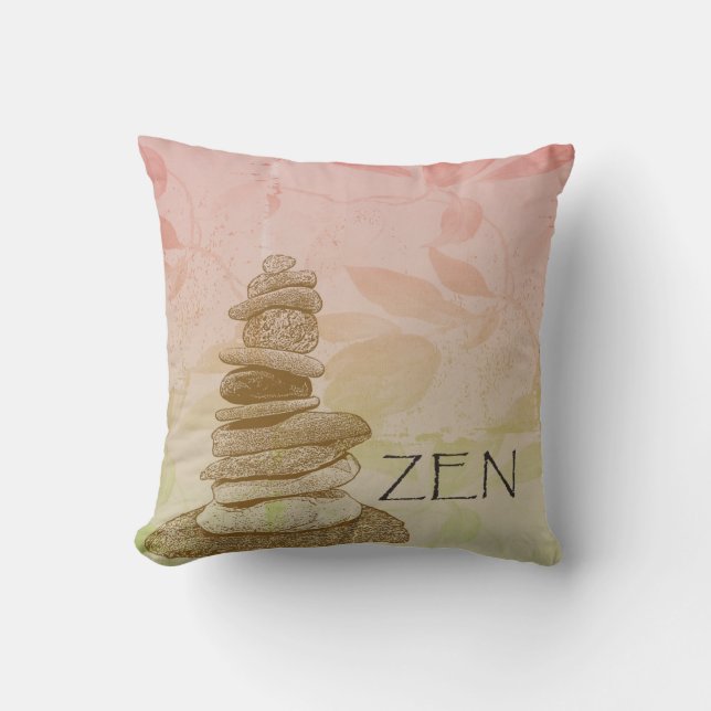 Zen Cairn Throw Pillow (Front)