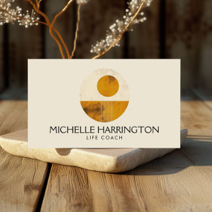 Zen Calm Midcentury Design for Life Coaches, Yoga Business Card