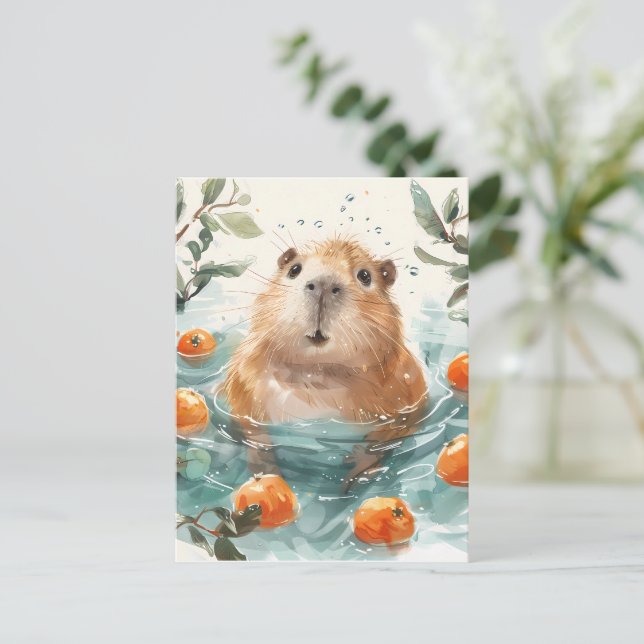 Zen Capybara: Wellness Waters Holiday Postcard (Standing Front)