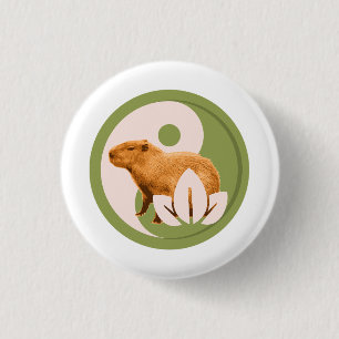 Zen Capybara Yin Yang 1 Inch Round Button