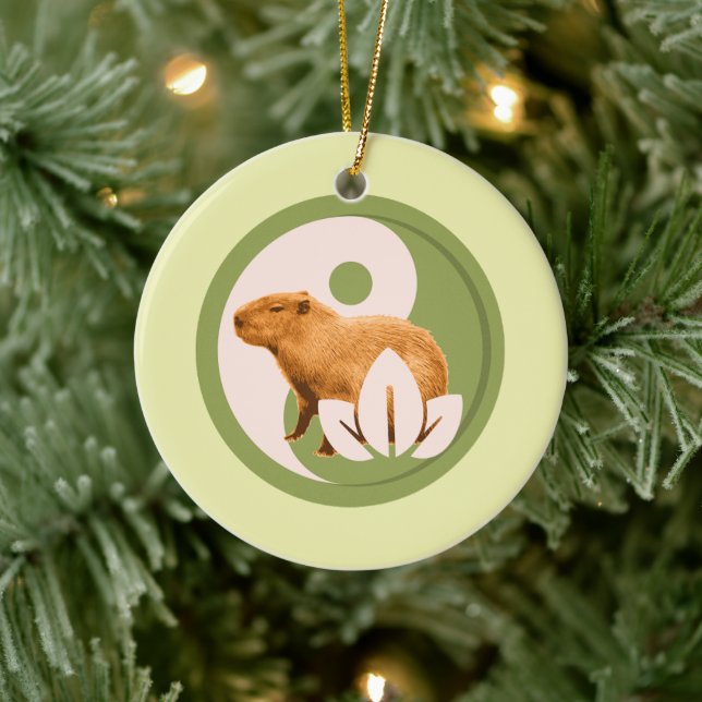 Zen Capybara Yin Yang Ceramic Ornament (Tree)