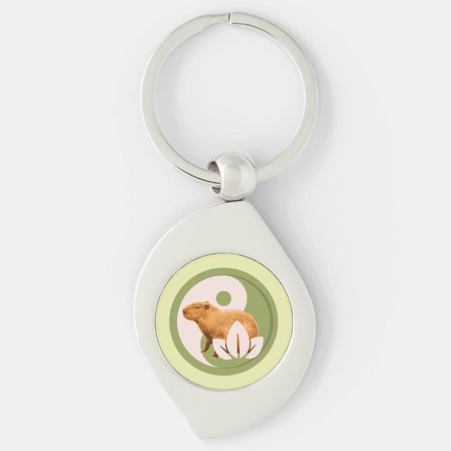 Zen Capybara Yin Yang Keychain (Front)