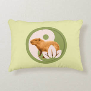 Zen Capybara Yin Yang Peaceful Nature Art Accent Pillow