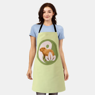 Zen Capybara Yin Yang Peaceful Nature Art Apron