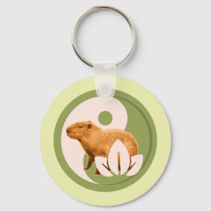 Zen Capybara Yin Yang Peaceful Nature Keychain