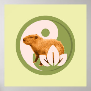 Zen Capybara Yin Yang Poster