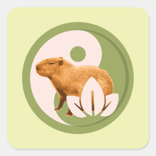 Zen Capybara Yin Yang Square Sticker