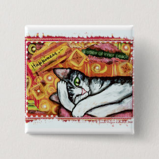 Zen Cat Art Fridge Magnet 2 Inch Square Button