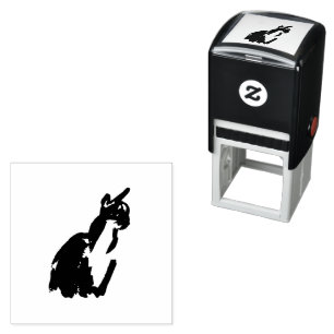 Zen Cat Drawing Ink Brush Self Inking Rubber Stamp