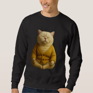 Zen Cat in Yellow Cardigan Calm Meditating Kitty A Sweatshirt