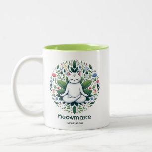 Zen Cat Meditation Meowmaste Two-Tone Coffee Mug
