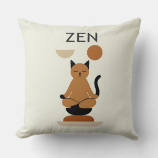 Zen Cat Meditation Throw Pillow – Cute Minimalist