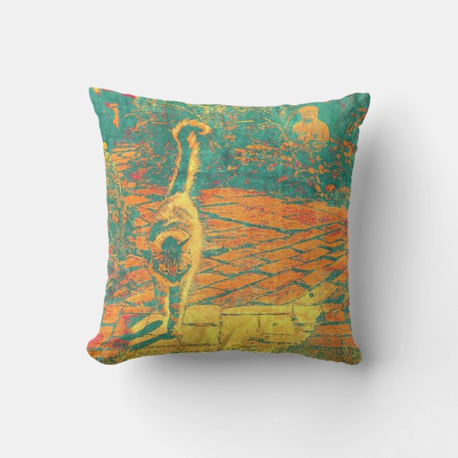 zen cat throw pillow (Front)