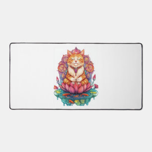 Zen Cat Vibes � Meditating Kitty Psychedelic Desk Mat