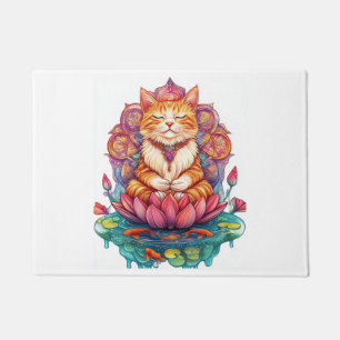 Zen Cat Vibes � Meditating Kitty Psychedelic Doormat