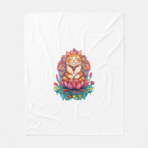 Zen Cat Vibes – Meditating Kitty Psychedelic Fleece Blanket