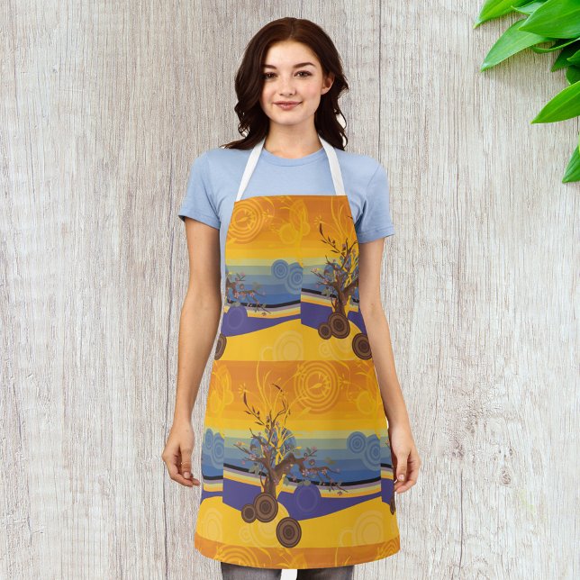 Zen Cherry Blossom Tree Abstract Sunset Art Apron (Creator Uploaded)