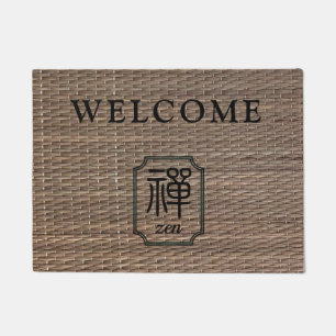 Zen Chinese calligraphy on tatami personalized Doormat