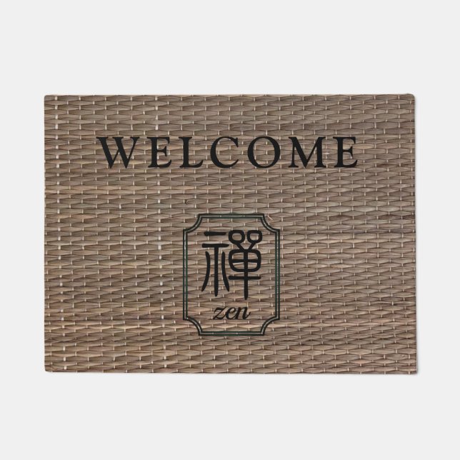 Zen Chinese calligraphy on tatami personalized Doormat (Front)