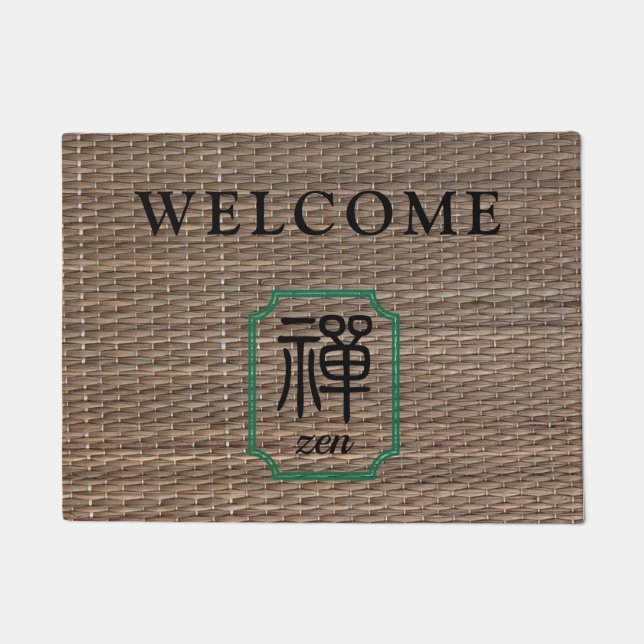 Zen Chinese calligraphy on tatami personalized Doormat (Front)