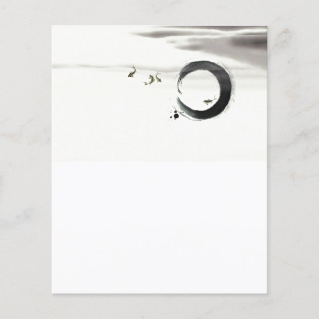 Zen Circle Enso Koi Brush Painting Art (Front)