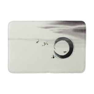 Zen Circle Enso Koi Brush Painting Art Bath Mat