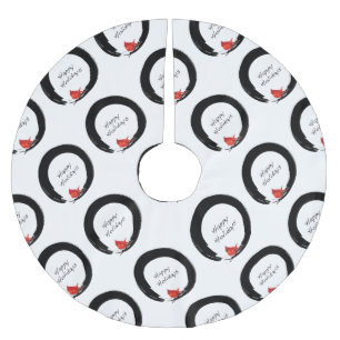 Zen Circle with Christmas Cardinal Brushed Polyester Tree Skirt