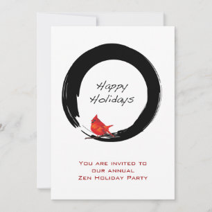 Zen Circle with Christmas Cardinal Invitation