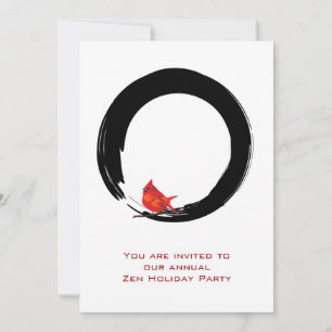 Zen Circle with Christmas Cardinal Invitation