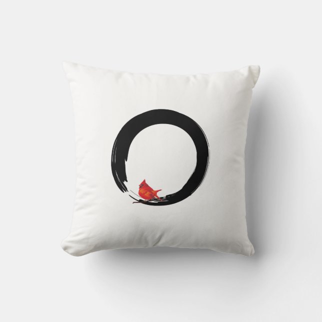 Zen Circle with Christmas Cardinal Throw Pillow (Front)