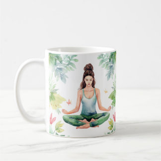 Zen coffee mugs with yoga designs 